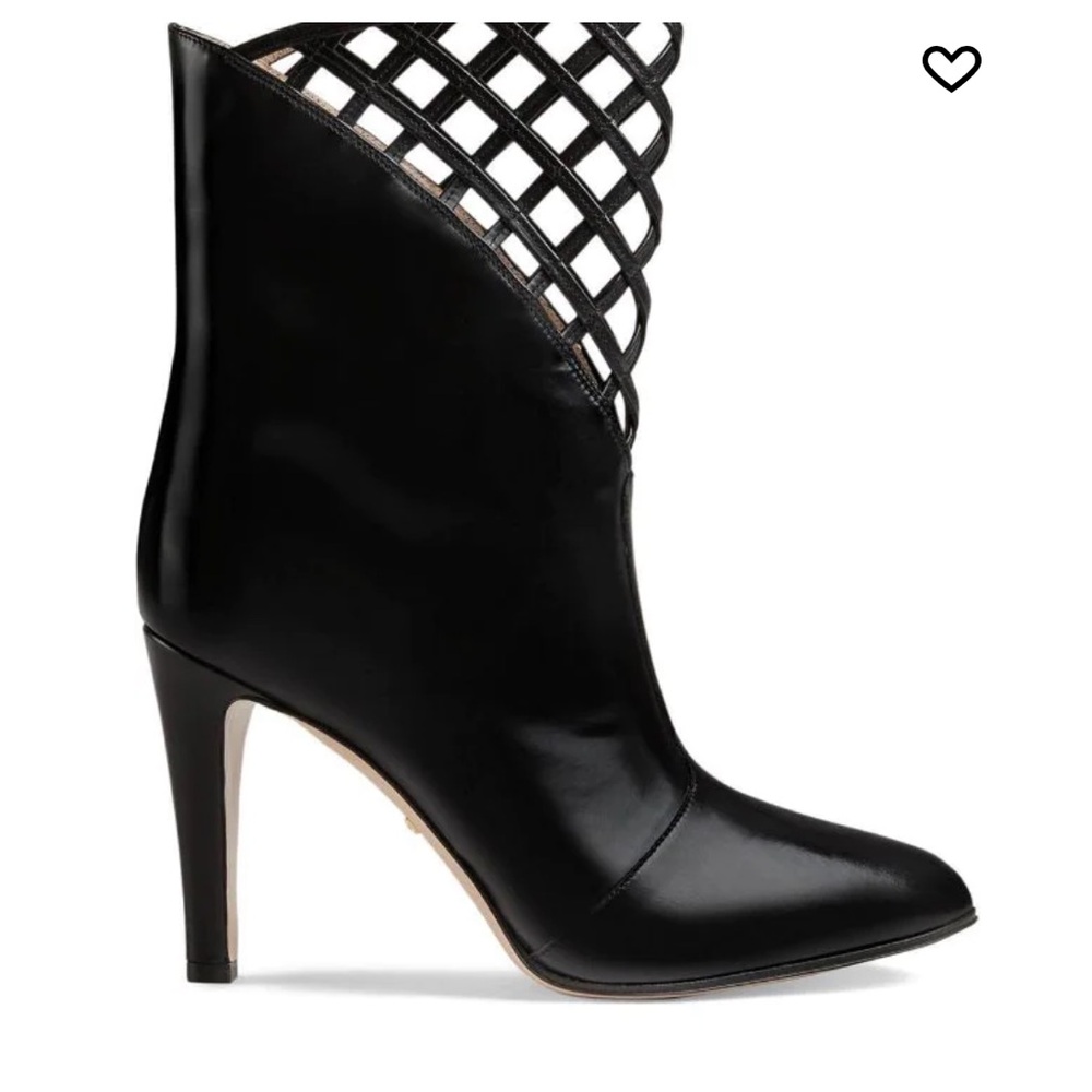 NEW‎ Gucci Plume Calfskin Damir Cutout Lattice Leather Ankle Booties Black 39.5 - Picture 14 of 14